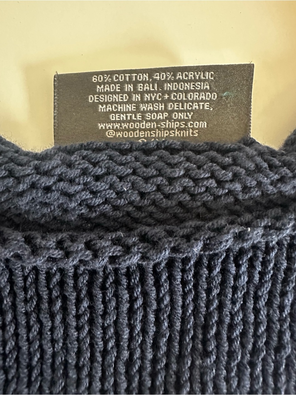 Wooden Ships Navy Sweater with White "LAKE LIFE" Text - Picture 3 of 3